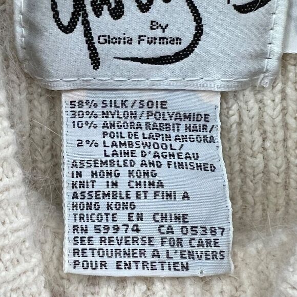 Vintage Glory B by Gloria Furman Sweater Womens Small Houndstooth Silk Angora - Picture 11 of 13